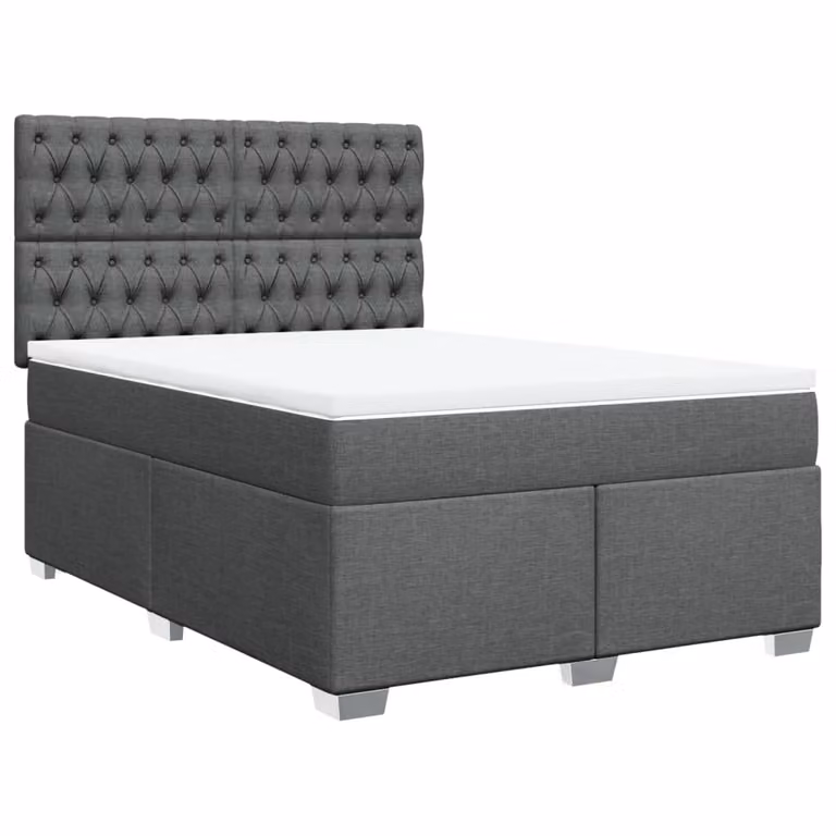 Giroletto a Molle con Materasso Grigio Scuro 140x190 cm Tessuto