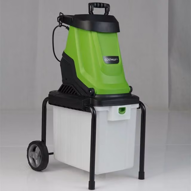 Biotrituratore elettrico da giardino 2800W con contenitore di raccolta 50L trituratore rami taglio 45 mm verde