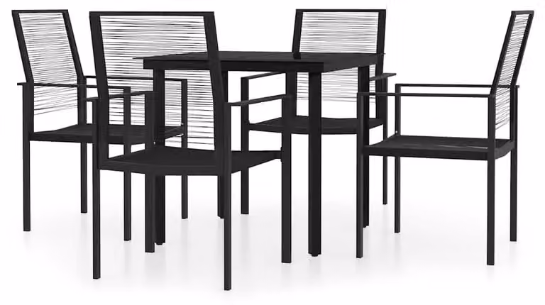 Tavolo da giardino con piano in vetro - Lunghezza del tavolo: 80 cm - Struttura in acciaio verniciato a polvere - Colore: nero