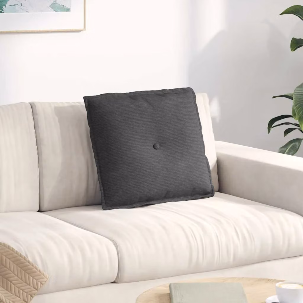 vidaXL Cuscino per Schiena Rettangolare in Velluto a Costine Grigio L: 50 cm, P: 45 cm