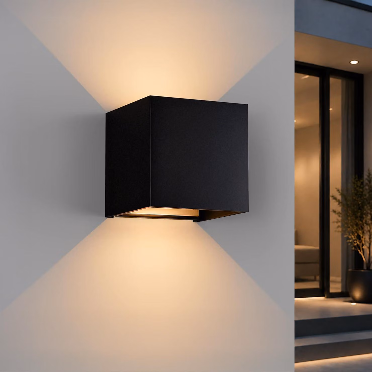 Lampada da parete a LED, 10W, nera - Grado di protezione IP65 (resistente all'acqua) - Design moderno in alluminio