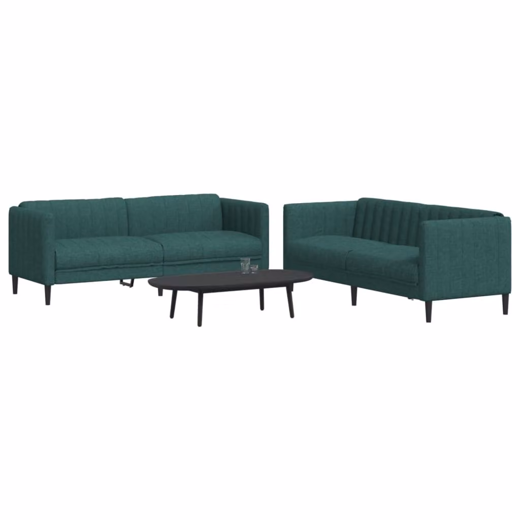 Set di 2 divani moderni vidaXL in tessuto verde con struttura in legno massiccio per il tuo soggiorno – 1