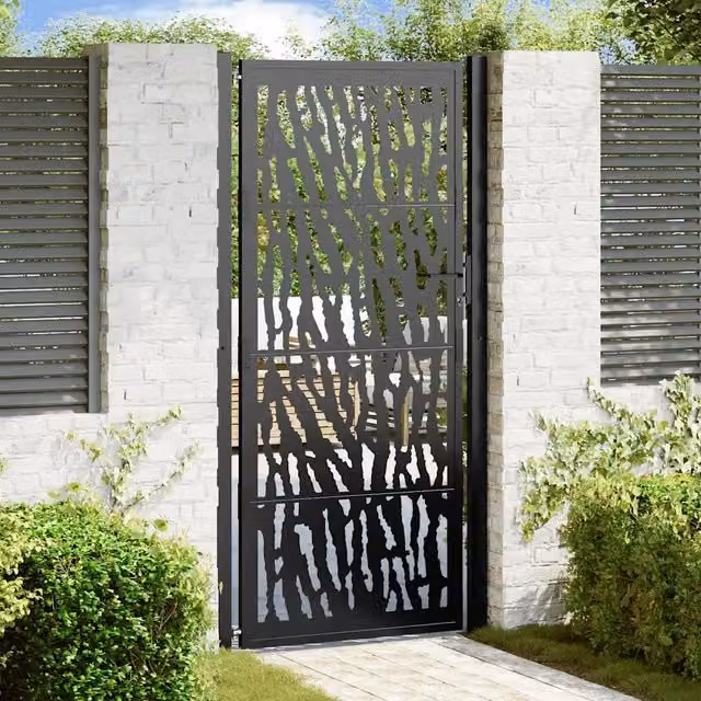 Cancello da giardino nero 100x200 cm con design a traliccio 4100983