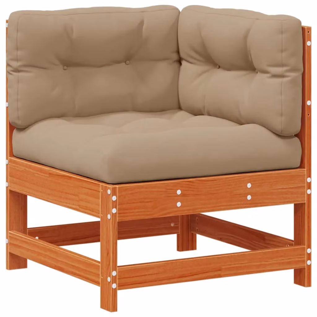Divano Angolare da Giardino vidaXL in Legno di Pino Trattato con Cuscini Beige e Marrone – 2