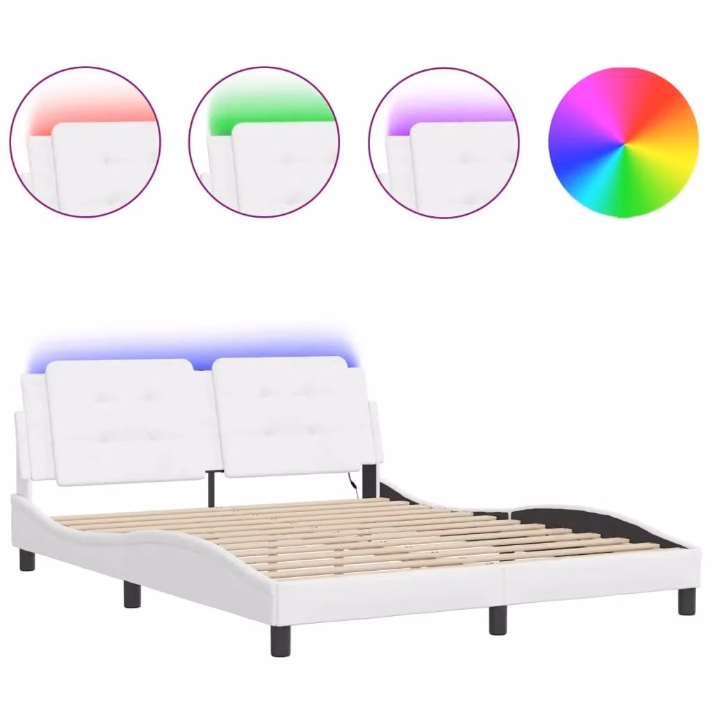 vidaXL Giroletto Zadar Bianco con LED e porta USB, L/P: 160 x 200 cm – 2