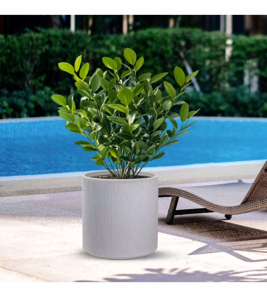 Divina Garden Vaso Cilindrico Modigliani in Resina Beige D.36x35 cm