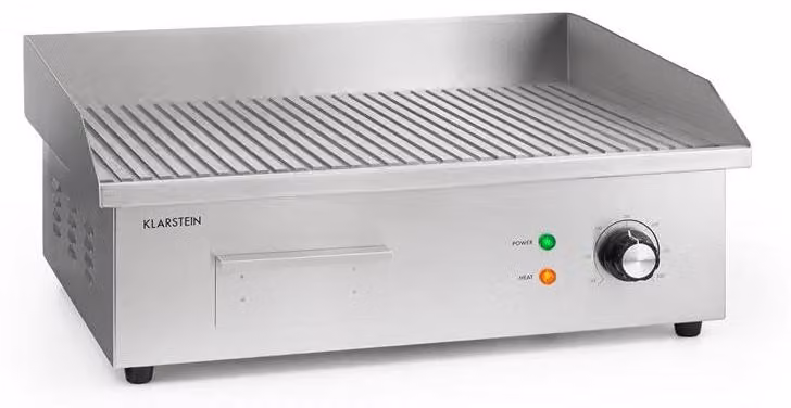 Piastra grill in ghisa elettrica, dimensioni 54,5x35 cm, 3000 W, temperatura regolabile da 50 a 300 °C