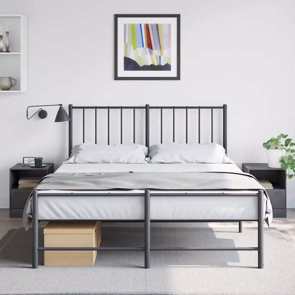Set di 2 comodini vidaXL in acciaio antracite L/P/H: 34,5 x 39 x 44 cm