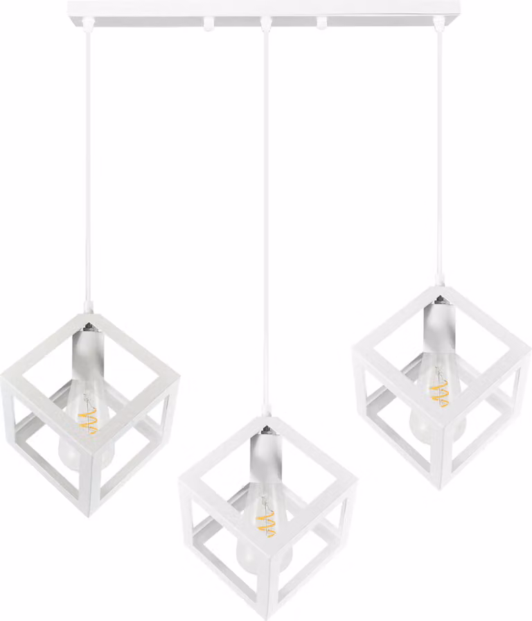 Lampada a sospensione SWEDEN bianca 3xE27x20W in metallo, dimensioni: 180x16x70 cm, IP20, Polux
