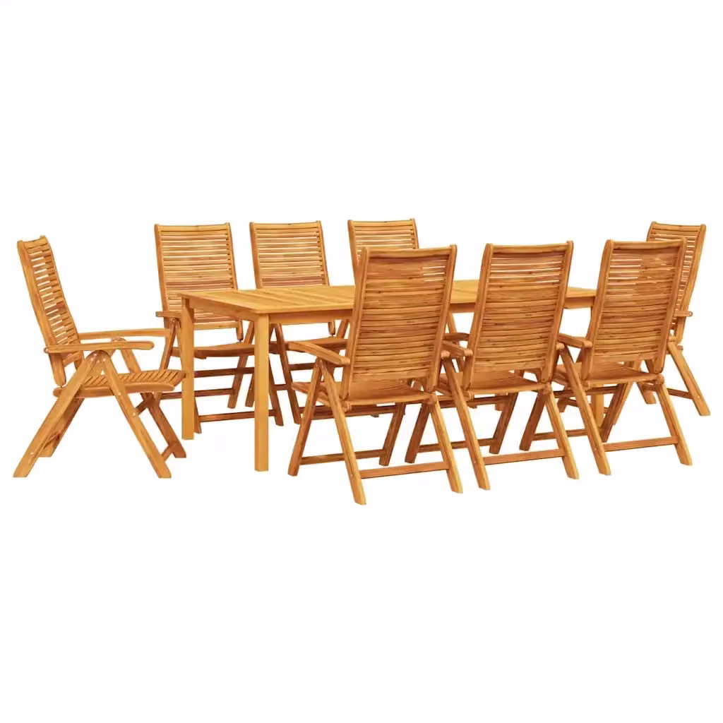 Set da pranzo per giardino e terrazzo vidaXL in legno di acacia marrone, 9 pezzi – 2