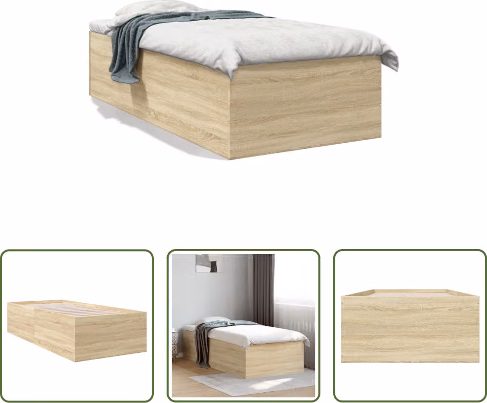 The Living Store struttura letto rovere Sonoma 90x200 cm materiale a base di legno