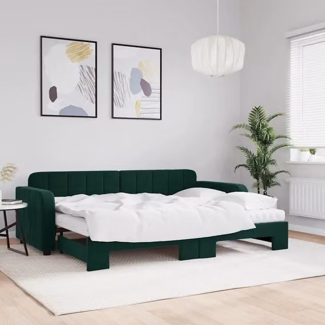 Divano Letto Estraibile Materassi Verde Scuro 80x200 Velluto 3196948