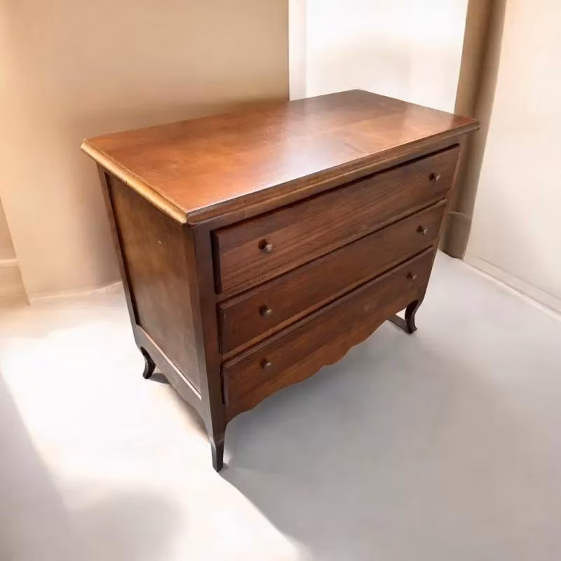 Cassettiera in stile arte povera con 3 cassetti in legno noce color marrone Mobili2G L: 107 cm, P: 52 cm, H: 89 cm – 2