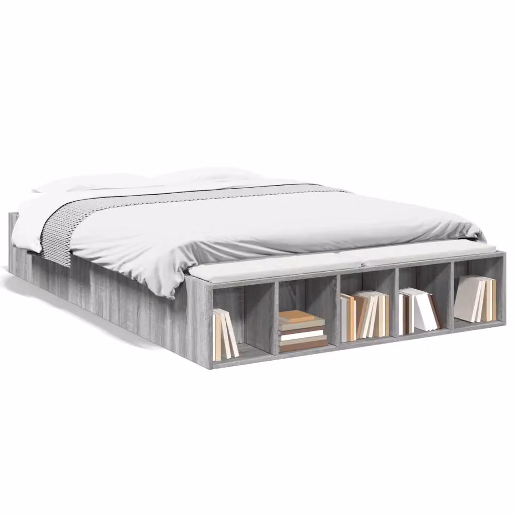 Letto moderno vidaXL con contenitore e doghe in legno, colore grigio, L/P/H: 120 x 200 x 30 cm – 2