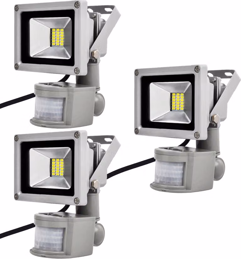 3 faretti LED SMD da 20 W con sensore di movimento PIR, luce bianca fredda, IP65, impermeabili, per uso interno o esterno