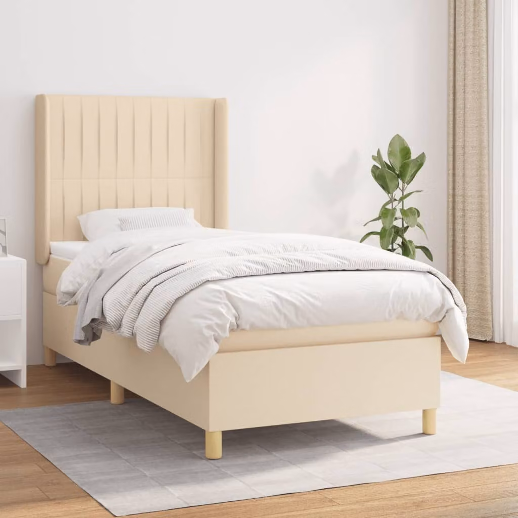 Maison Exclusive - Giroletto a Molle con Materasso Crema 90x200 cm inTessuto