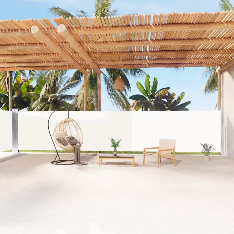 vidaXL Tenda da Sole Laterale Retrattile in Poliestere Beige L: 1200 cm, H: 160 cm