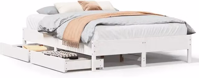 Letto matrimoniale | Letto per adulti | Letto senza Materasso Bianco 120x200 cm Legno Massello di Pino
