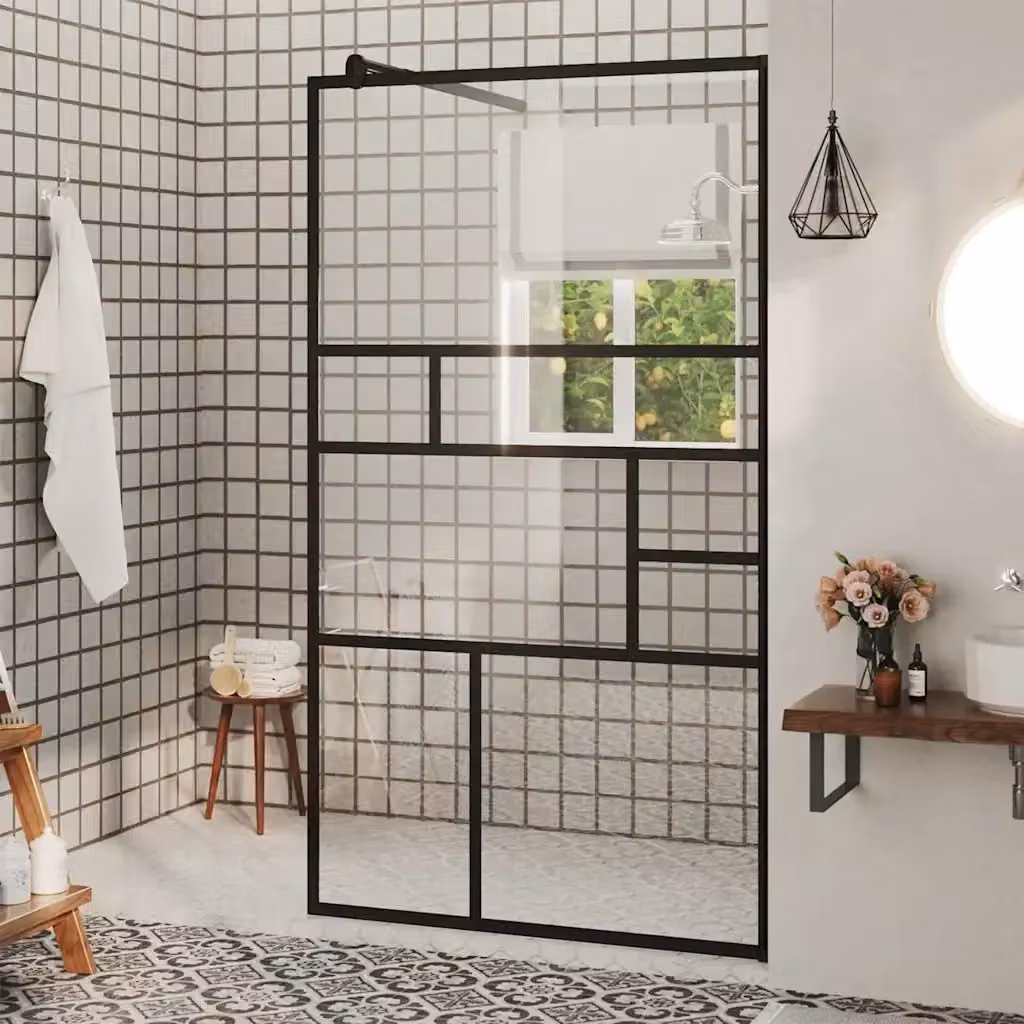 Parete per Doccia Walk-in DESIGN IN in Vetro Trasparente ESG, Colore Nero, L: 90 cm, H: 195 cm, CFW8800294 – 2