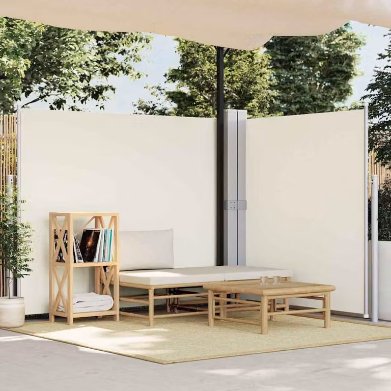 vidaXL Tenda da Sole Laterale Retrattile in Poliestere Crema L: 600 cm, H: 180 cm