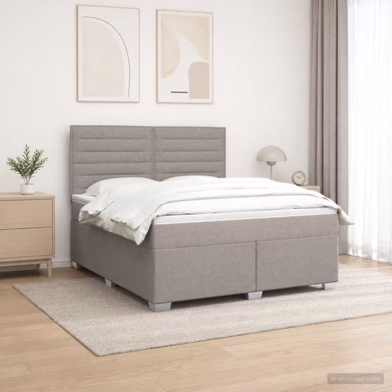 Letto box spring con materasso vidaXL in tessuto, L/P: 140 x 200 cm