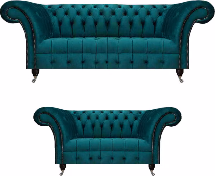 Sofagarnitur 2x Sofas Modern Dreisitze mit Zweisitzer Sofas Design Chesterfield