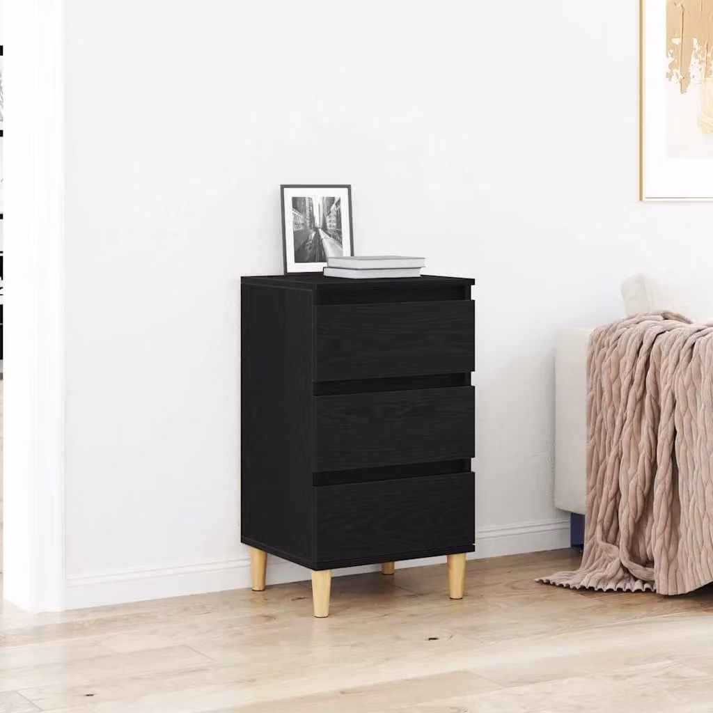 Armadio da notte moderno vidaXL in MDF, colore nero e marrone, L 40 cm x P 35 cm x H 70 cm