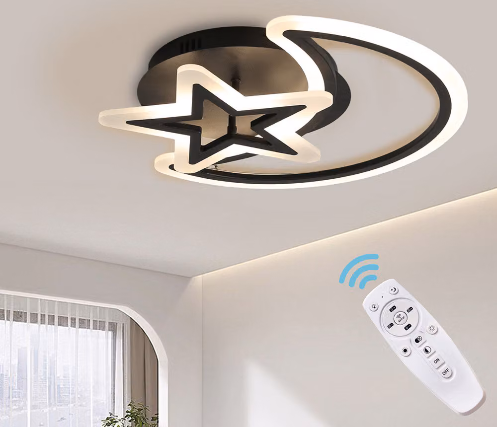 Moderna plafoniera LED star moon 3000K-6000K Plafoniera dimmerabile con telecomando per camera da letto, soggiorno, studio, cucina