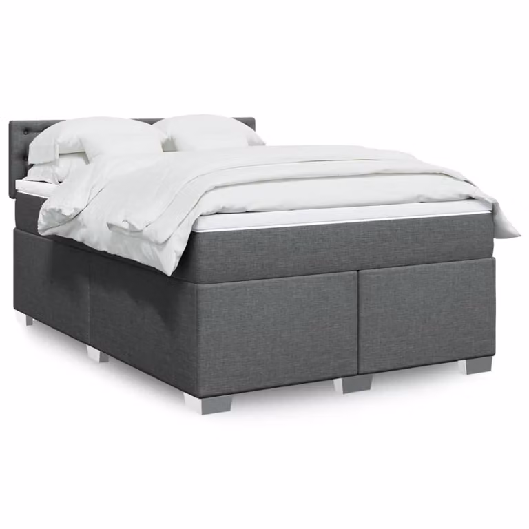 vidaXL Letto Ibrido con Giroletto a Molle e Materasso in Tessuto Grigio e Bianco, L/P/H: 160 x 200 x 100,5 cm