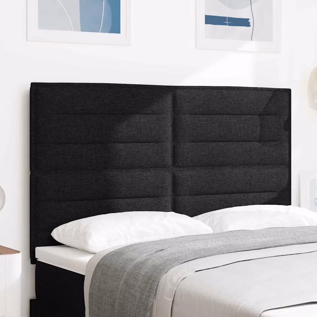 Testiera per letto vidaXL con illuminazione LED integrata, rivestimento in tessuto nero, larghezza 160 cm