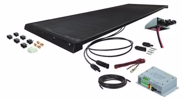 Sistema solare completo da 200 W, dimensioni 152x66x4 cm, con regolatore MPP
