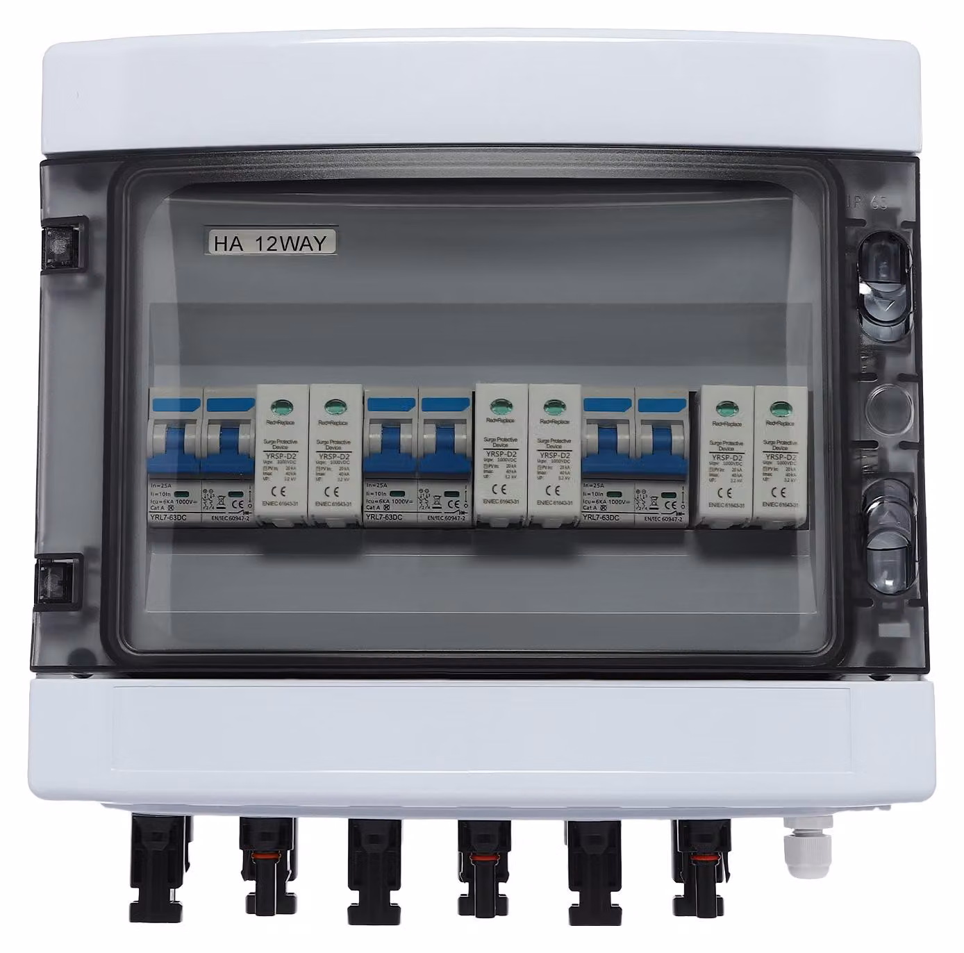 Combinatore di pannelli solari, colore bianco - 3 circuiti, 1000V - Uscita di 25 Ampere - Grado di protezione IP65 (resistente all'acqua)
