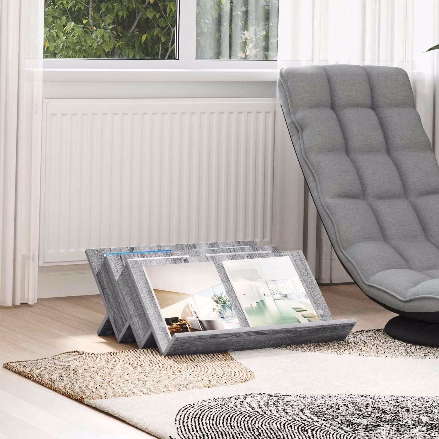 Scaffale per riviste vidaXL moderno Grigio, L: 65 cm, P: 53 cm, H: 28,5 cm