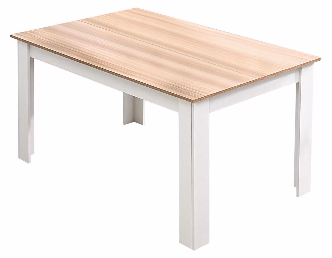 Tavolo da pranzo/tavolo da cucina per 4-6 persone, bianco e noce, dimensioni 138x90x75 cm, realizzato in legno di pino