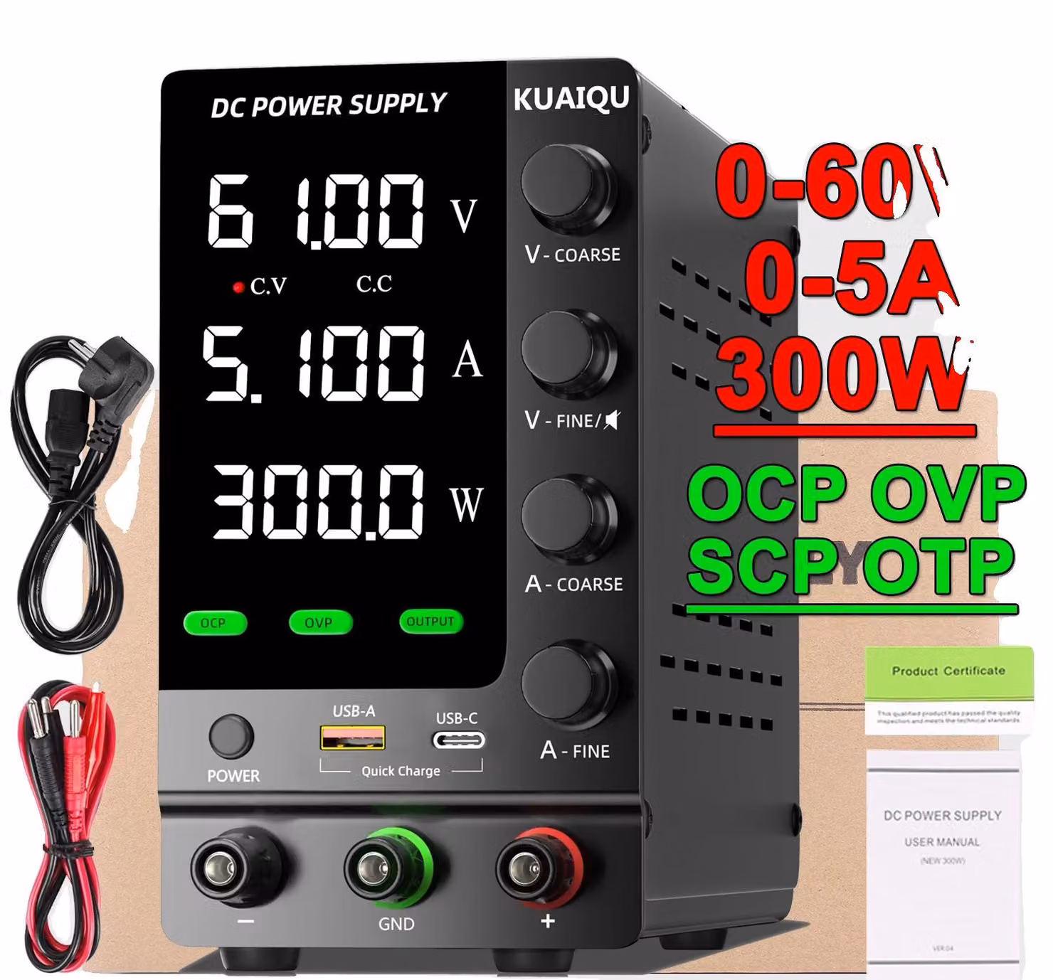 Alimentatore DC, tensione regolabile, protezioni integrate, modello SPS-C605S