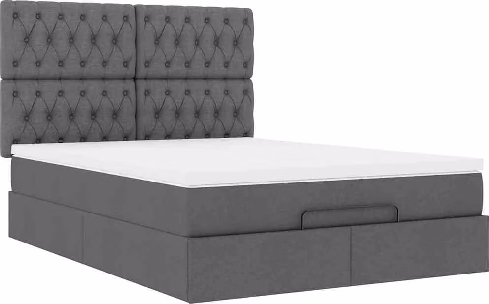 Struttura Letto Pouf con Materasso 140x190 cm in Tessuto
