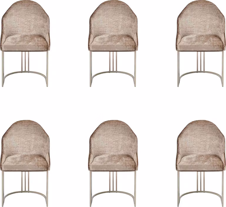 Luxus Esszimmerstuhl 6x Stühle Textildesign Metall zeitgenössische Stuhlmöbel