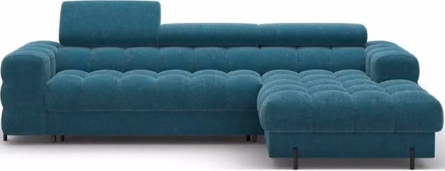 Divano ad angolo destro convertibile Meublorama Blu petrolio stile minimalista L/P/H: 285 x 99 x 181 cm