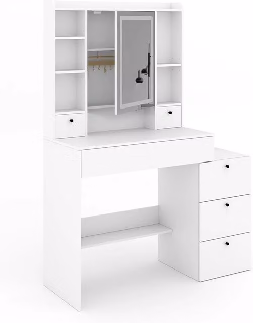 Tavolo da toilette Livora Bianco 105.5 cm con specchio a LED Vicco