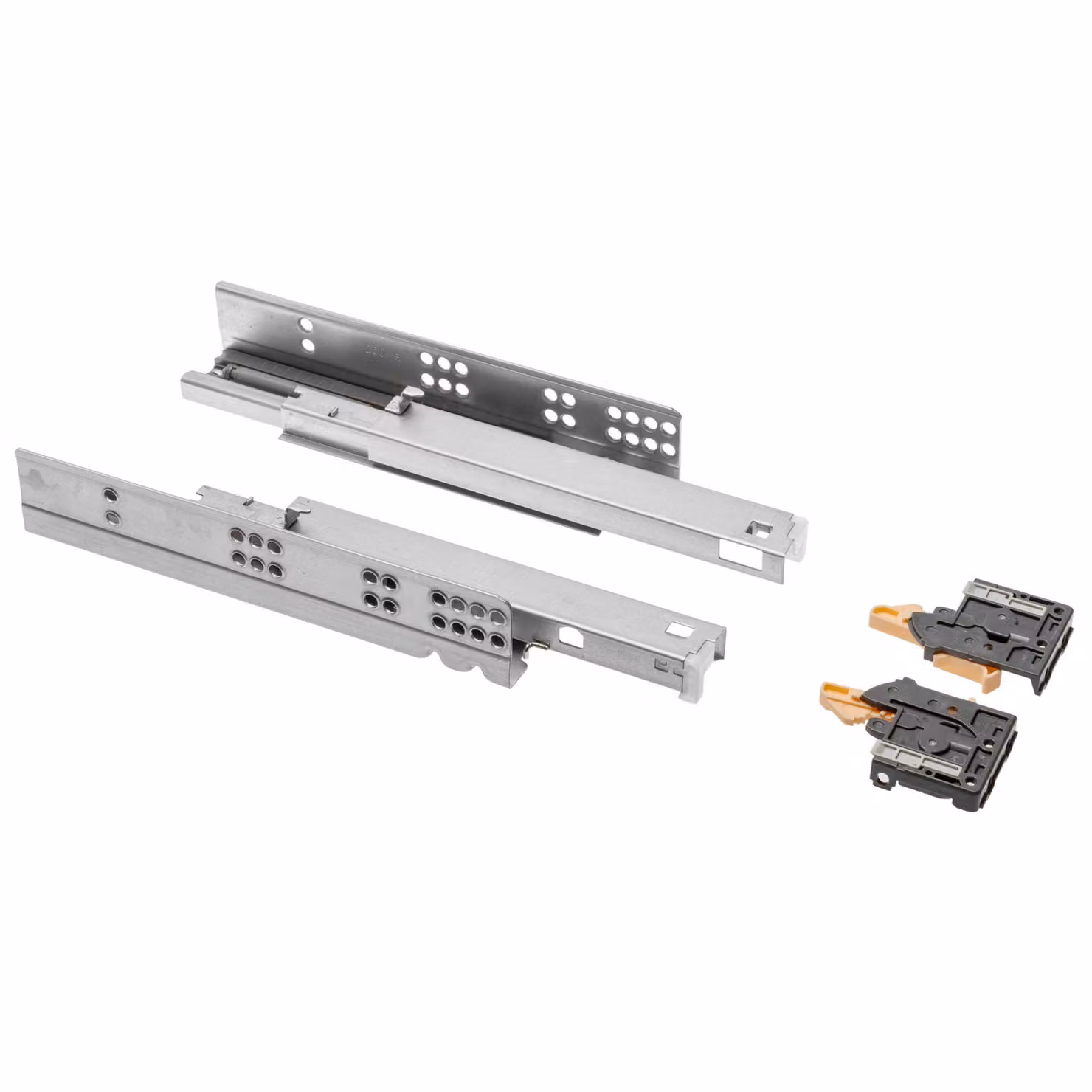 GTV - Guide sottobanco 1 paio di cassetti estraibili con sistema Soft Close - Guide per cassetti a chiusura automatica - Modern Slide con ammortizzatore, estrazione totale, 270 mm, carico massimo 35 kg