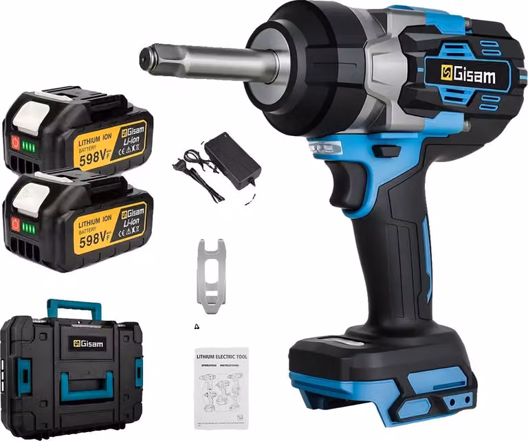 Avvitatore a impulsi, coppia 2800 N-m, motore brushless, scatola di plastica con 2 batterie