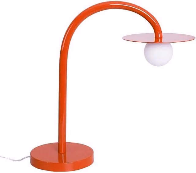 Lampada tavolo moderna vetro rosso sfera bianca LED 2W