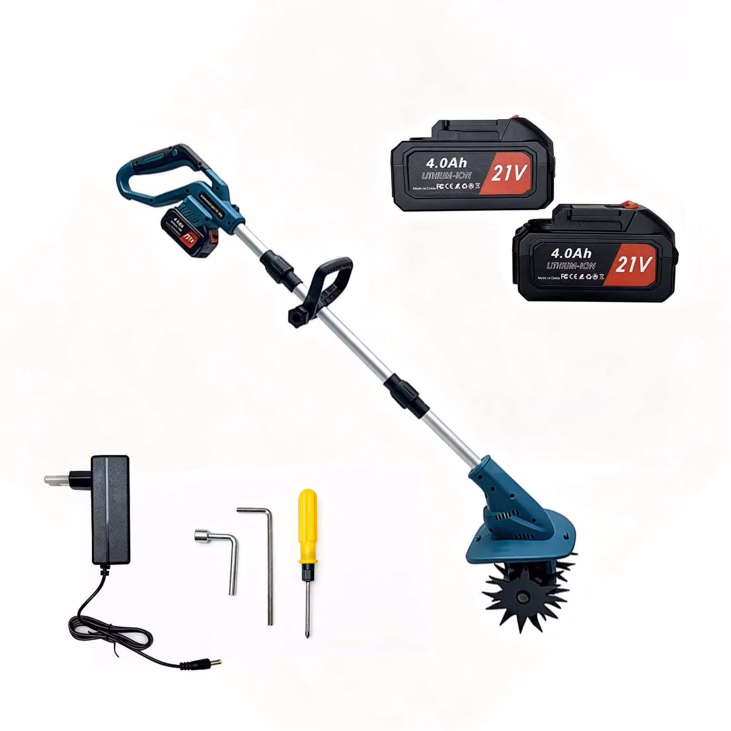 Zimilo, zappa elettrica a batteria da 21V con motore brushless da 800W, dotata di batteria da 4.0Ah, con una larghezza di lavoro di 22 cm e una profondità di lavoro di 17 cm, ideale per giardini e aiuole