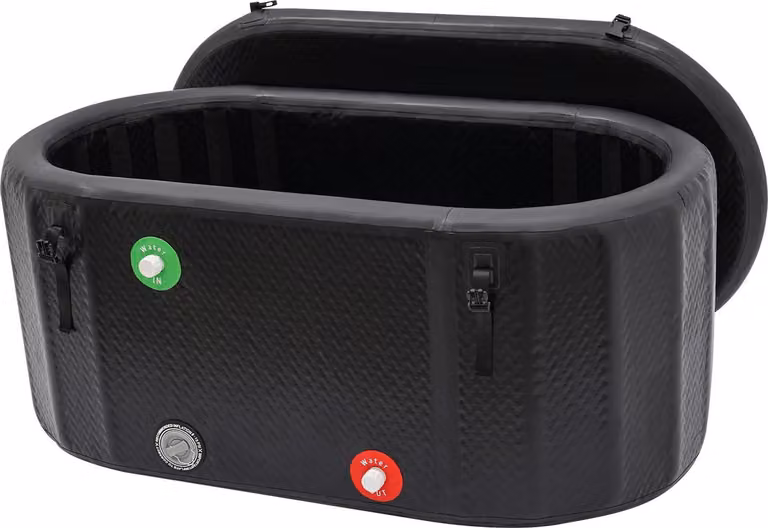 Boa di ghiaccio e vasca fredda - Vasca gonfiabile portatile - 132×70×54 cm - Con coperchio isolato - 275 l - Per adulti - Plastica - Nero