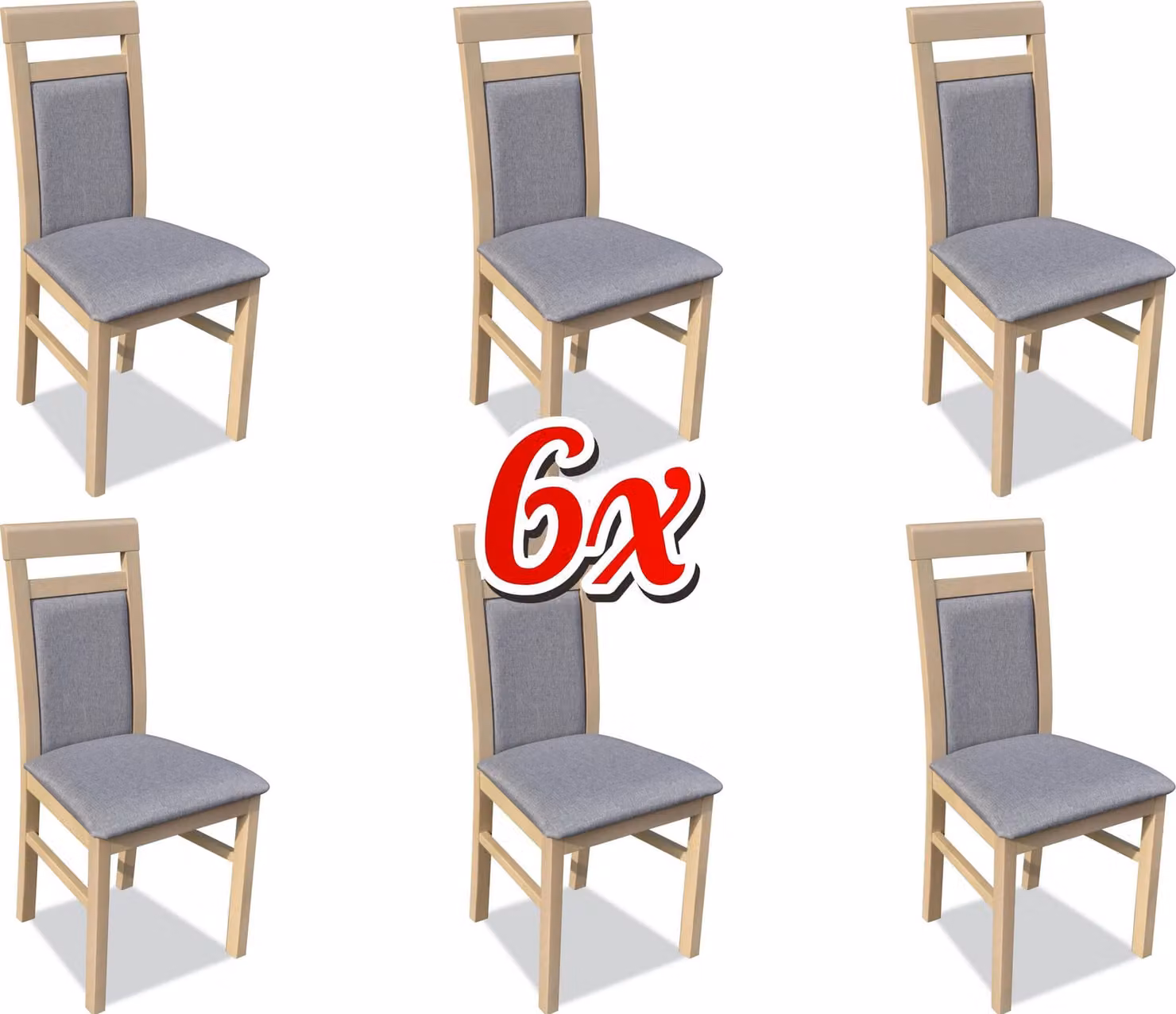 Garnitur Holz Lehn Polster Stühle Esszimmer Textil Set 6x Sessel Stuhl Gruppe