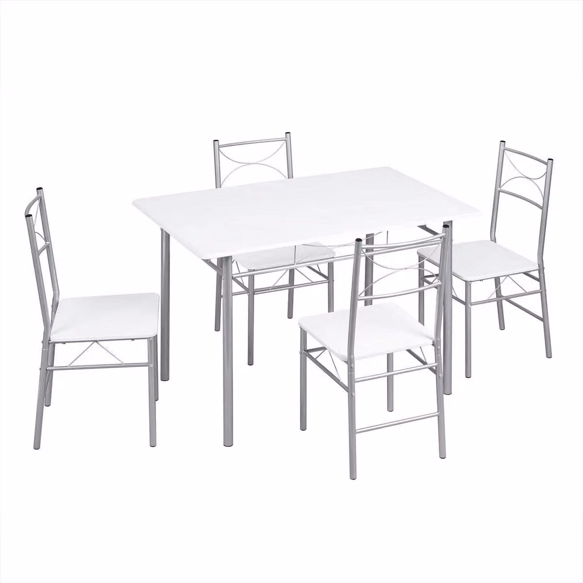 Tavolo da pranzo con 4 sedie - Set per 4 persone - Tavolo da cucina rettangolare con struttura in acciaio - Mobili da sala da pranzo