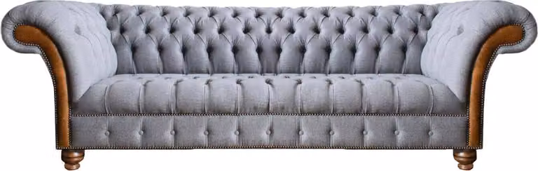 Hellgraues Chesterfield Polstersofa Wohnzimmer Designer Couch 4-Sitzer