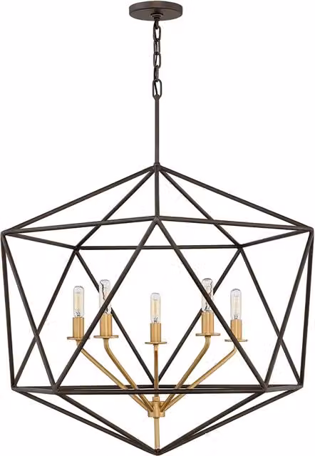 Lampadario Industrial Nordico Astrid Metallo Bronzo Opaco 5 Luci E14