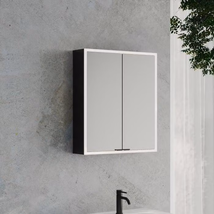 Specchio da bagno a cubo Kronenbach 2.0, da montare a parete, con 2 ante, 60 cm