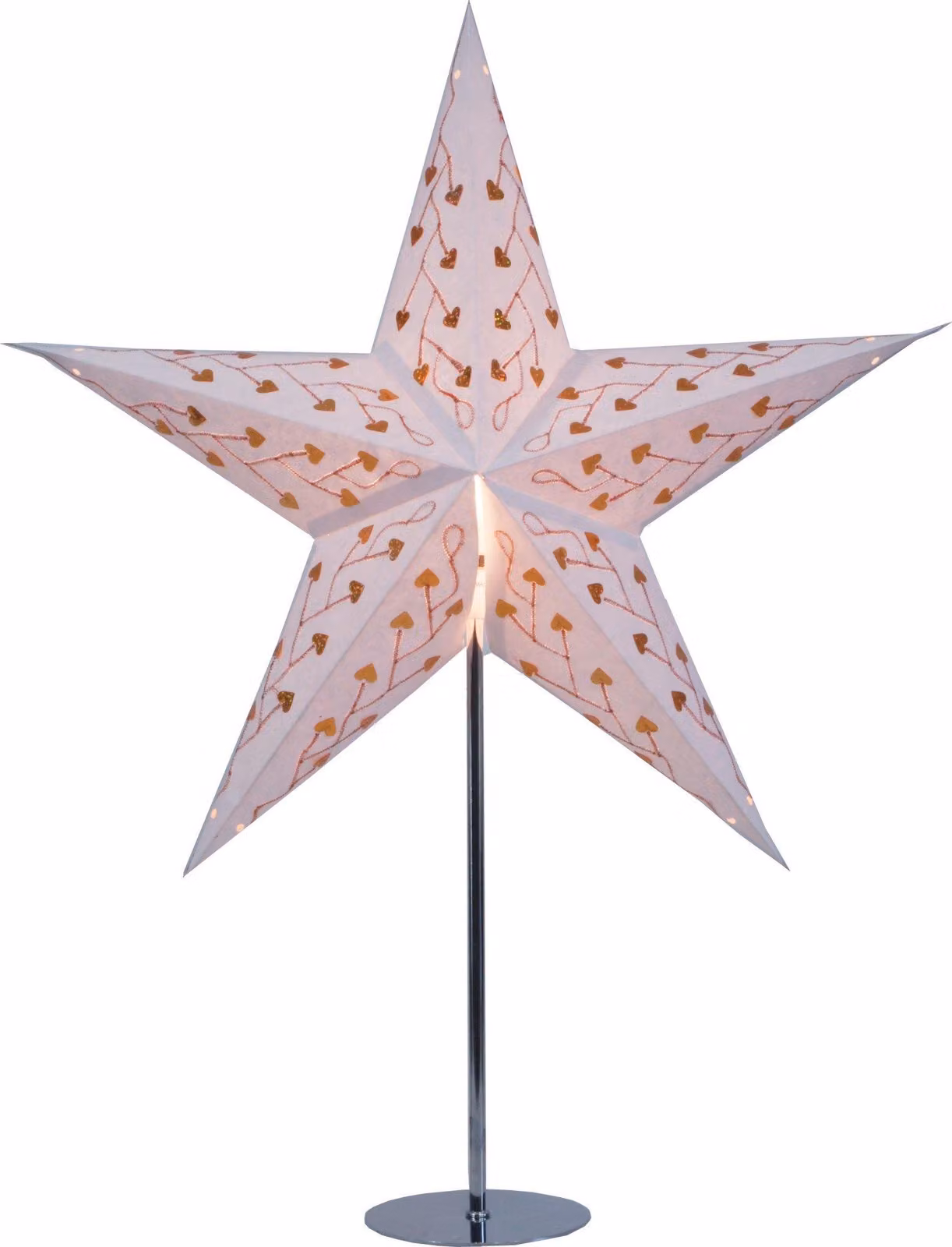 Supporto per stelle di carta, in acciaio inossidabile, dimensioni 65x13x13 cm, con alimentazione elettrica